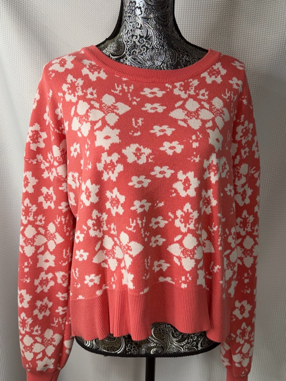 Cyrus Coral Floral Crewneck Sweater